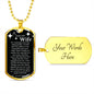 To My Smokin' HOT Wife Dog Tag Necklace