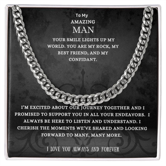 To My Amazing Man Cuban Link Chain Necklace