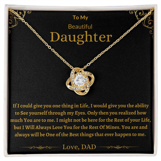 To My Beautiful Daughter Love Knot Necklaces