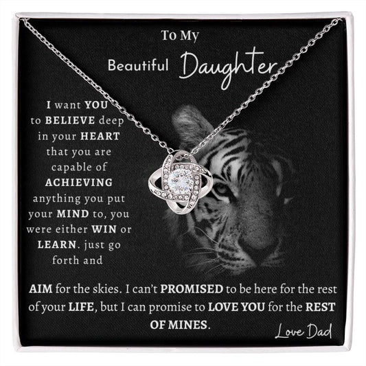 To My Beautiful Daughter Love Knot Necklaces