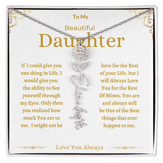 To My Beautiful Daughter Custom Name Necklace