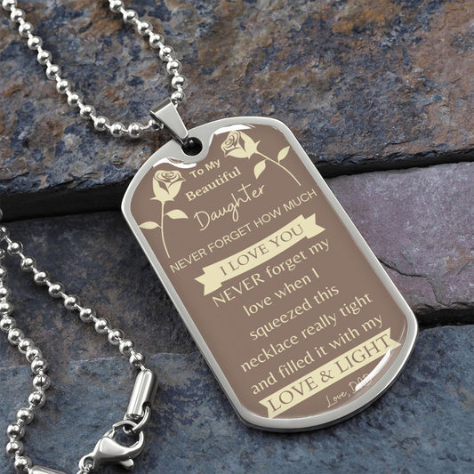 To My Beautiful Daughter Dog Tag Necklace From DAD