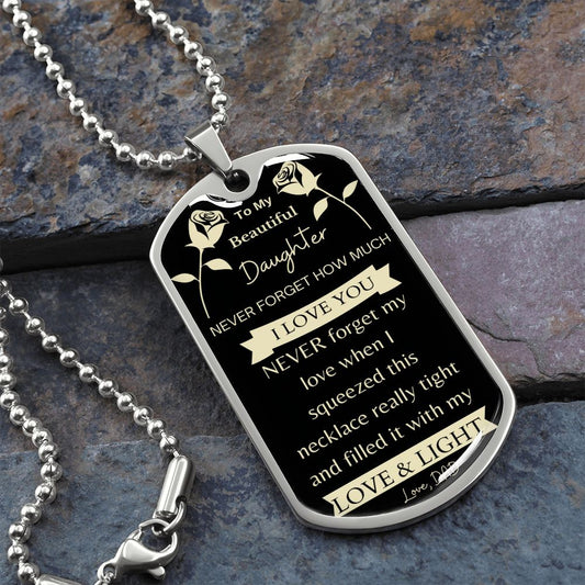 To My Beautiful Daughter Dog Tag Necklace From DAD