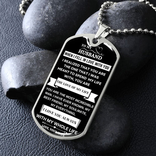To My Husband Dog Tag Necklaces