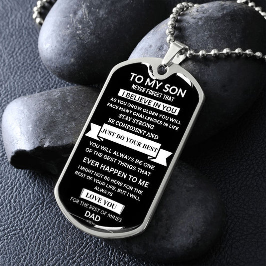 To My Son Dog Tag Necklace from DAD