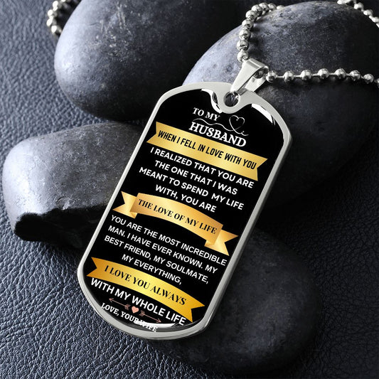To My Husband Dog Tag Necklaces
