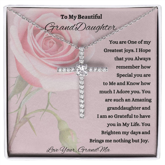 To My Beautiful Granddaughter CZ Cross Necklace
