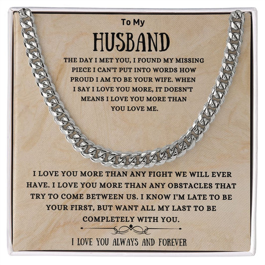 To My Husband Cuban Chain Necklace