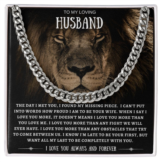 To My Husband Cuban Chain Necklace