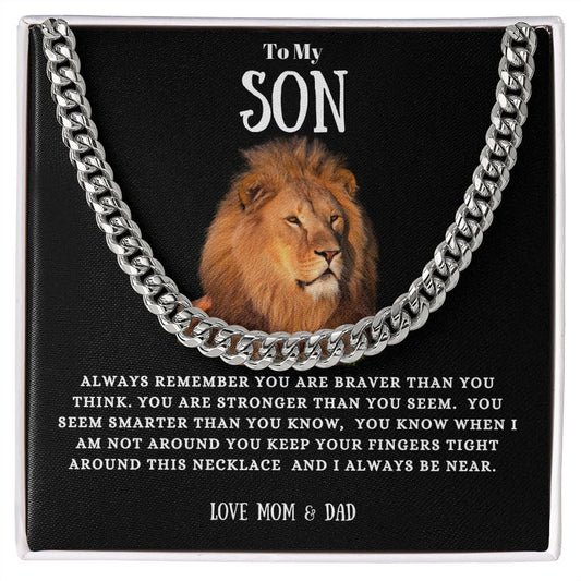 To My Son Cuban Link Chain Necklace from Mom & DAD