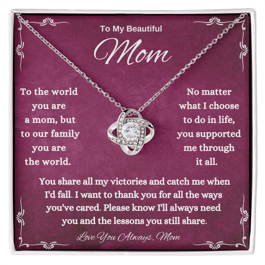 To My Beautiful MOM Love Knot Necklace