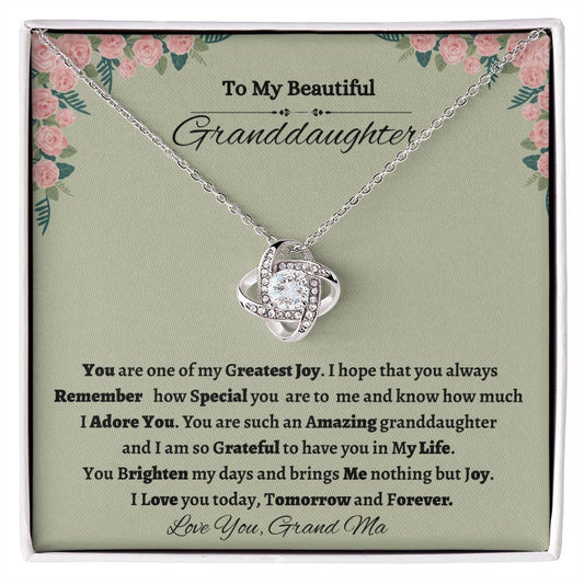 To My Beautiful Granddaughter Love Knot Necklace
