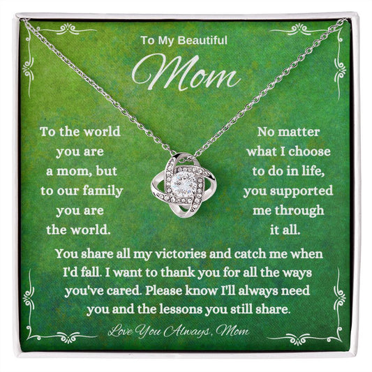 To My Beautiful MOM Love Knot Necklace