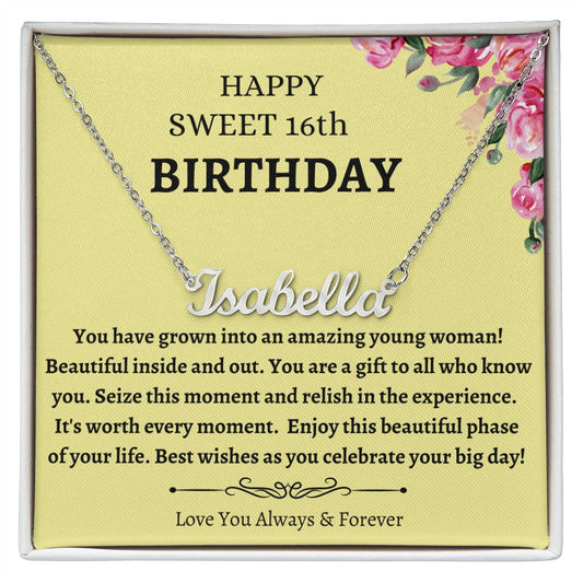 Happy Sweet 16th Birthday Custom Name Necklace