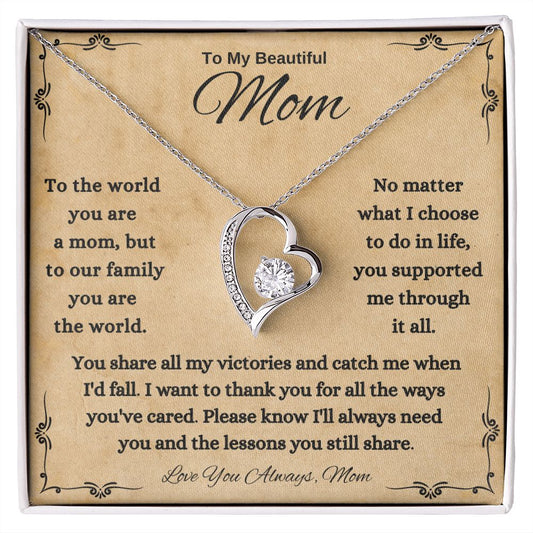 To My Beautiful MOM Forever Love Necklace