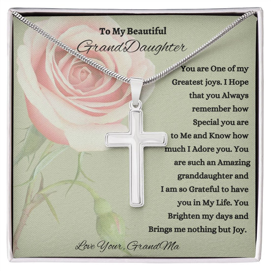 To My Beautiful Granddaughter Cross Necklace