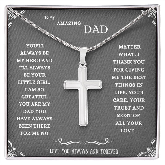 To My Amazing DAD From Daughter Cross Necklace